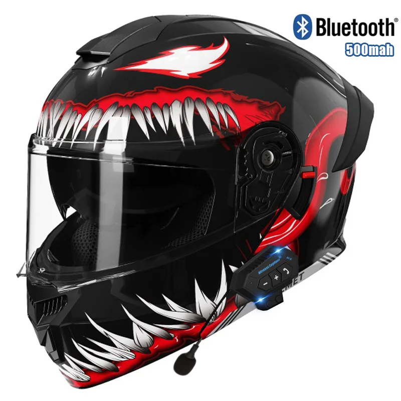 Откидной мотоциклетный шлем с двумя линзами Bluetooth внедорожный гоночный Cascos para moto