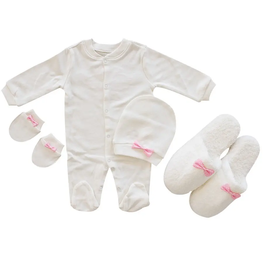 

Girl Baby İsme Custom Pink Embroidered Mother Baby Jumpsuit Slippers Set