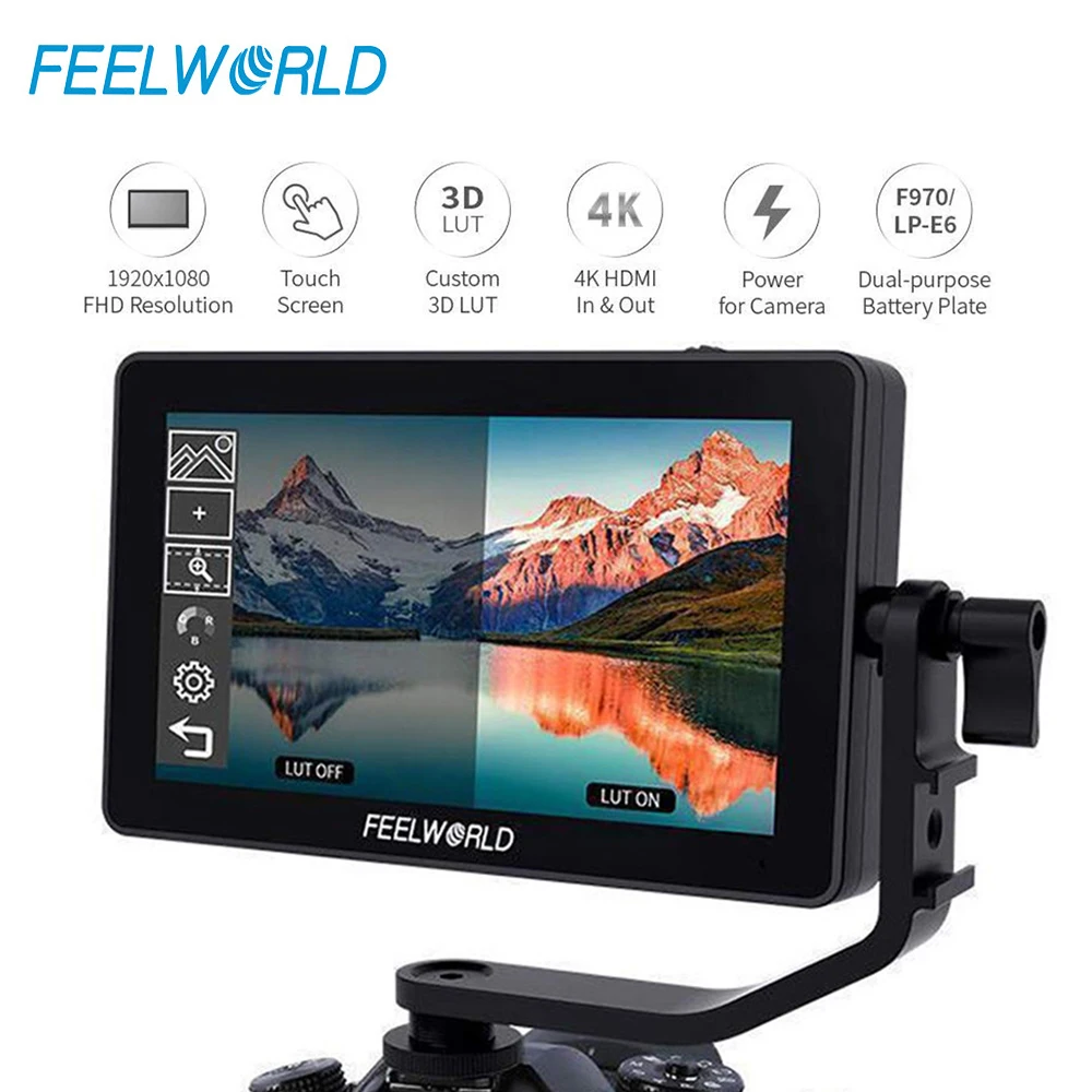 

Монитор FEELWORLD F6 PLUS 4K, 5,5 дюйма, IPS FHD 1920x1080, 4K HDMI