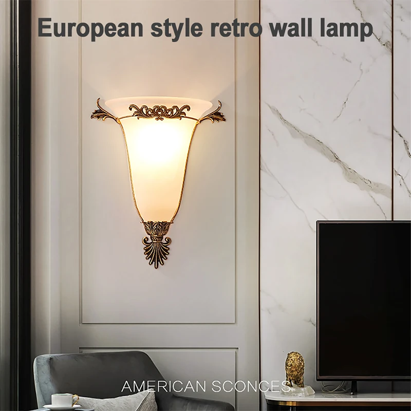 

Nordic Retro Wall Lamp Sconce Home Decor Bathroom Brass Wall Light Bronze Indoor Mirror for Bedroom Living Room Decoration Lamps