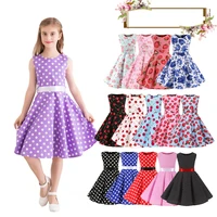 childrens clothing girls skirt polka dot flower show skirt retro childrens dress summer 2022