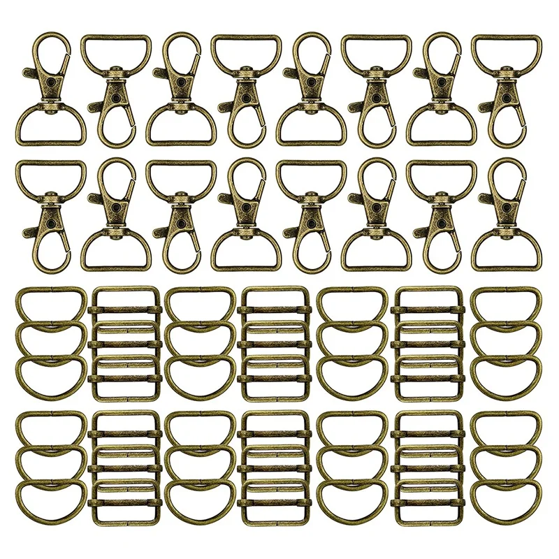 

56Pcs Keychain Hooks With D Rings Set Purse Hardware For Bag Making Lanyard Snap Hooks Swivel Clasps With Slide Buckle