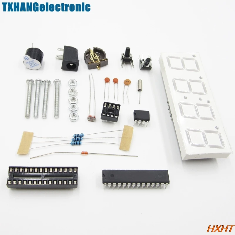 

DIY Kit Blue LED Electronic Clock Microcontroller Digital Clock Time Thermometer diy electronic