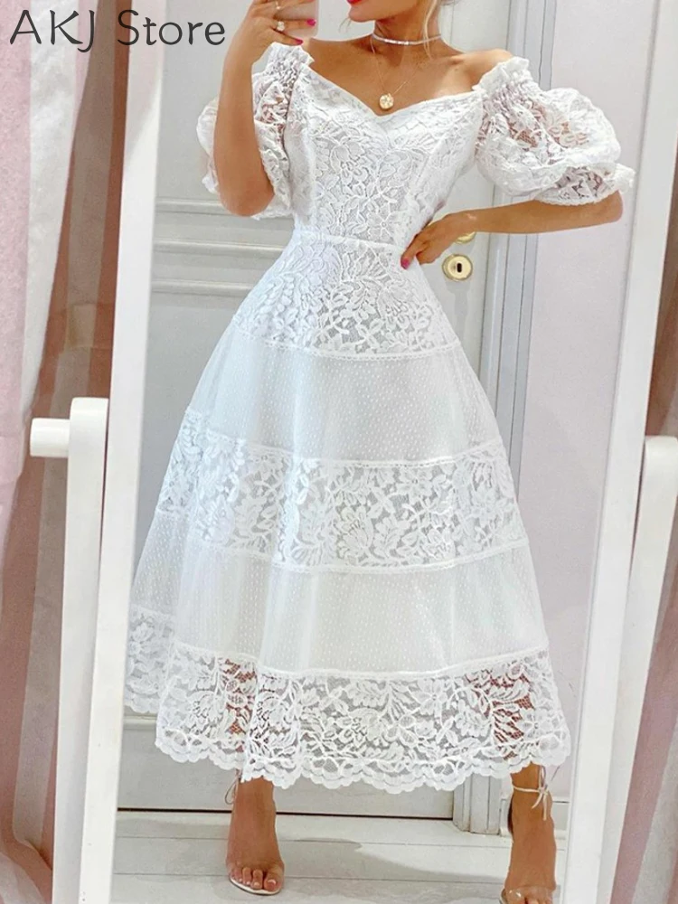 

Женское летнее кружевное длинное платье