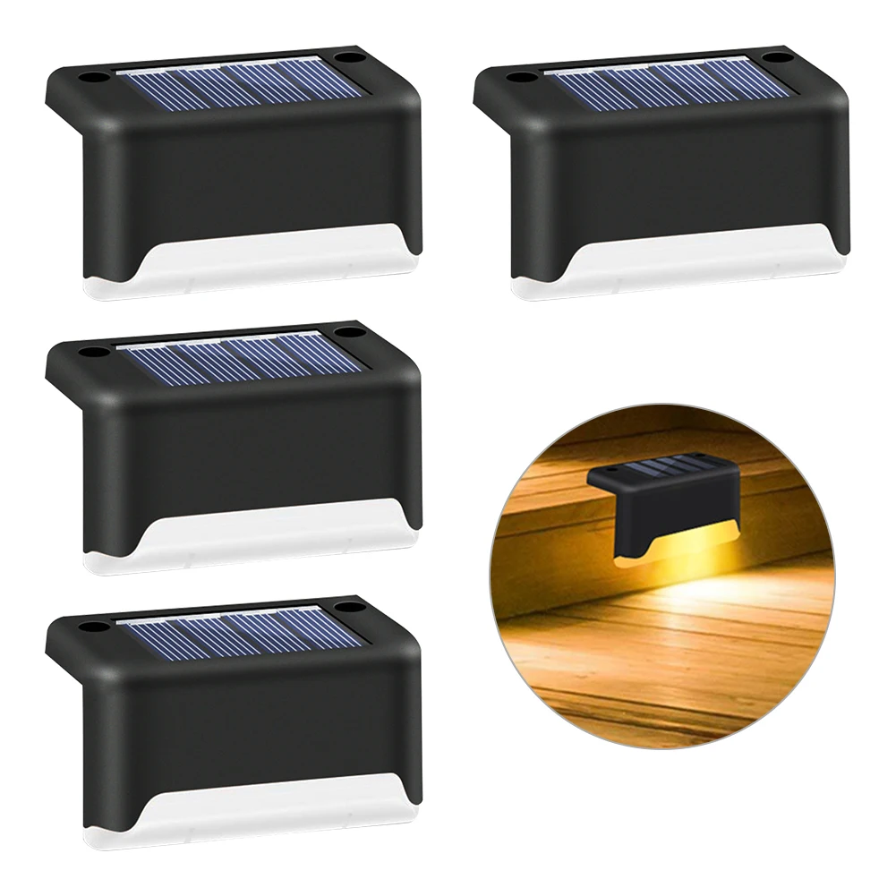 

4pcs Practical Garden Led ABS Outdoor Waterproof Home Decor Solar Deck Light Yard Patio Fence Lamp Step Safety Pathway Porch