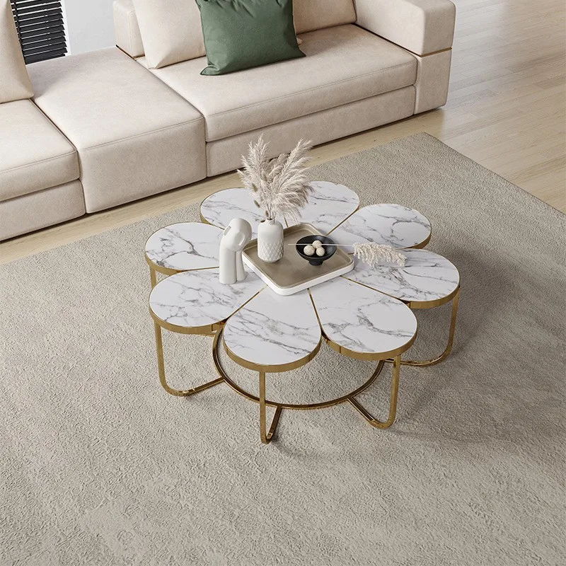 

Simple style of modern luxury tea table; Italian tea table furniture with special-shaped petals for home use