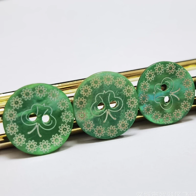 

100Pcs Natural Abalone Mother of Pearl Carve Shell Buttons 2-Holes Flatback Buttons Diy Sewing Accessories