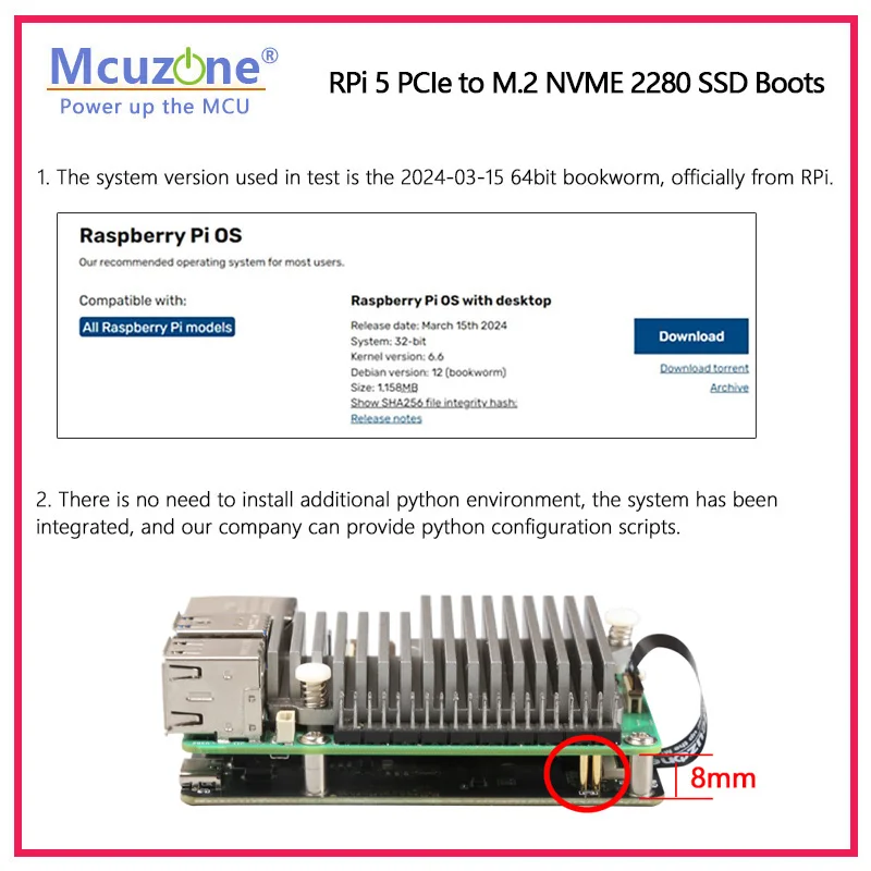 MPS2280Bi Raspberry Pi 5 PCIe на M.2 NVME 2280 SSD сапоги INA219 основе напряжения и тока monit поддерживает