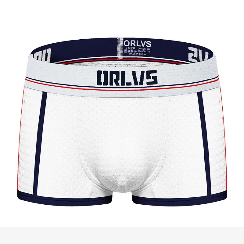 

Men's Sexy Boxershort Perspective Mesh Boxers Hombre Trendy Mid Rise Breathable Hollow Out Underwear Youth Quarter Shorts Gay