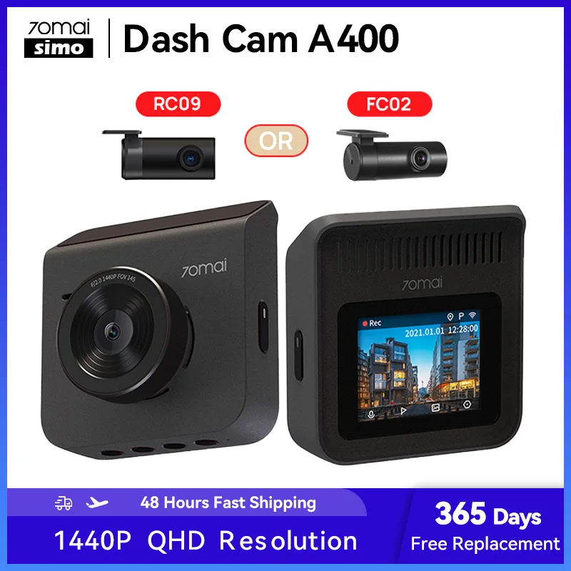 

70mai Dash Cam A400 1440P Resolution 70mai A400 Car DVR Dual Channel Front and Back Sight Cam APP Control Multi DVR Car Recorder