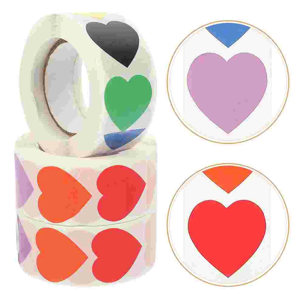 

5 Rolls Of Gift Packing Adhesive Sealing Colorful Heart Label Stickers Blank Labels