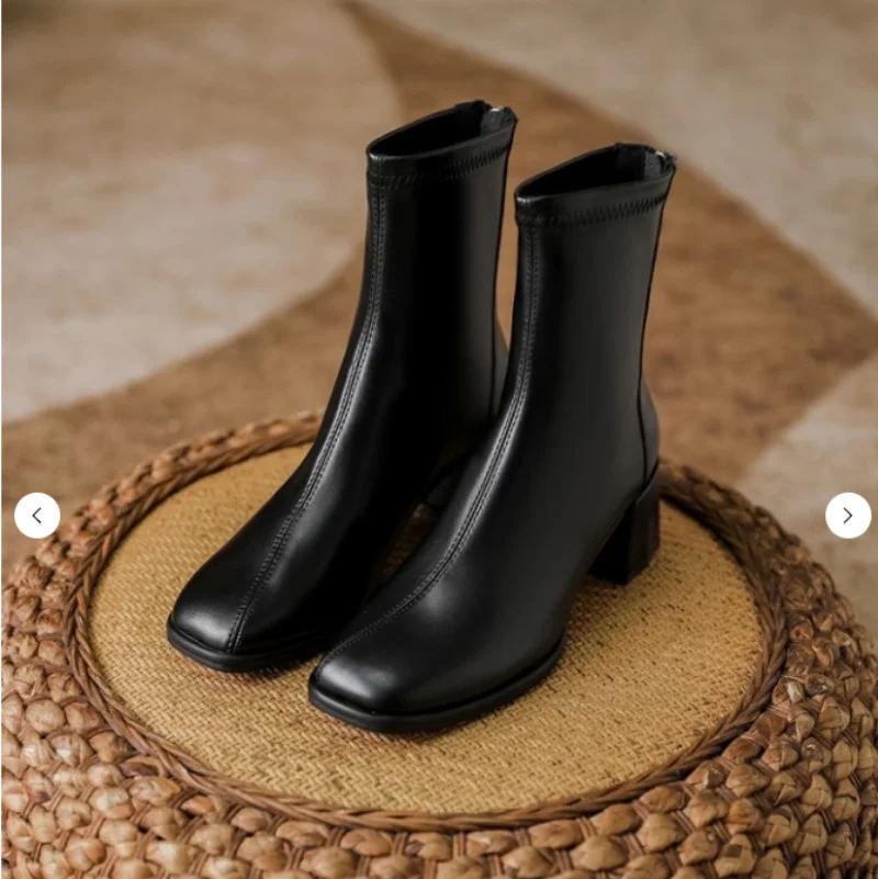 

Boot Short Boots Women's Ankle Boots Mid-heel Thick Heel Square Toe Chelsea Boots Spring&autumn New 2023