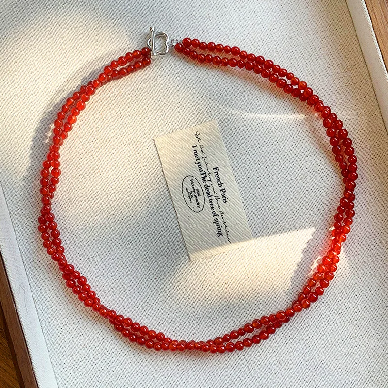 Двухслойное двойное ожерелье Millie из натурального красного агата женское легкое