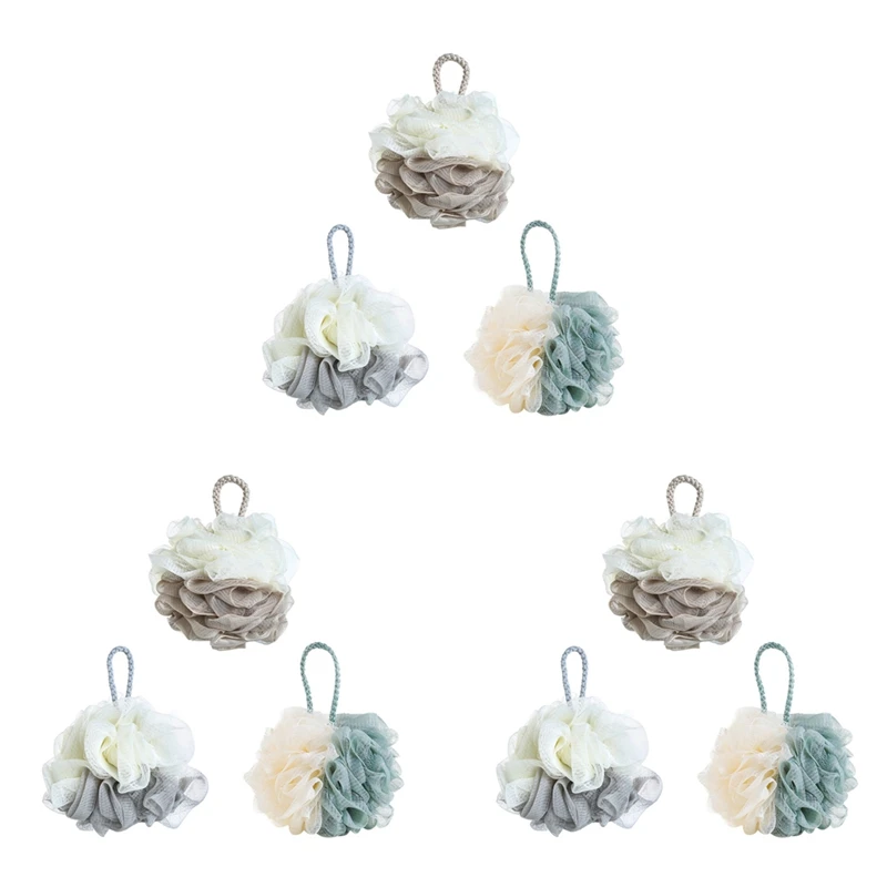 

9X Bath Sponge Shower Loofah, Mesh Pouf Shower Loofa Ball,For All Skins Puff Foamy Loofa Sponge Skin-Care Tool