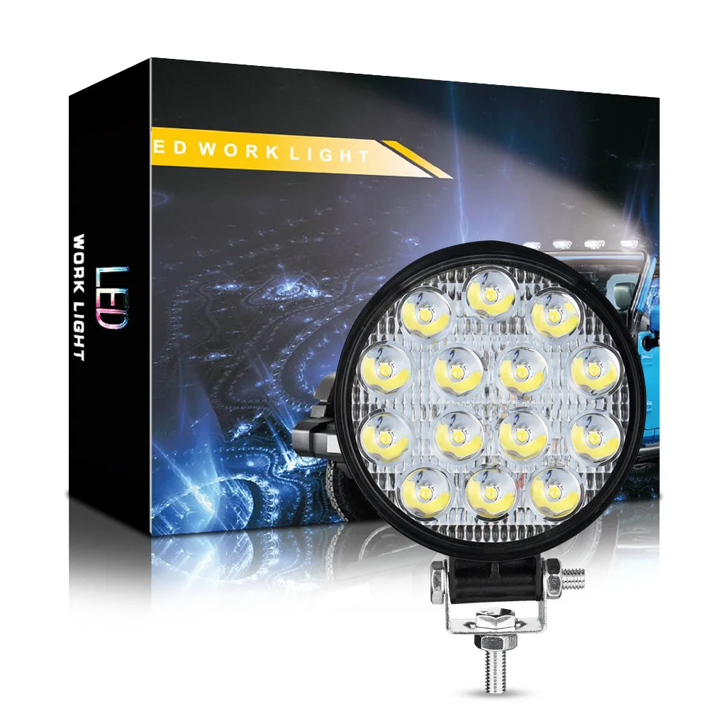 

2/4Pcs 42W Car Led Work Light Car Headlight 14 Led Car Light For Truck Offroad 6500K Night Driving Lights For SUV Fog Lamps