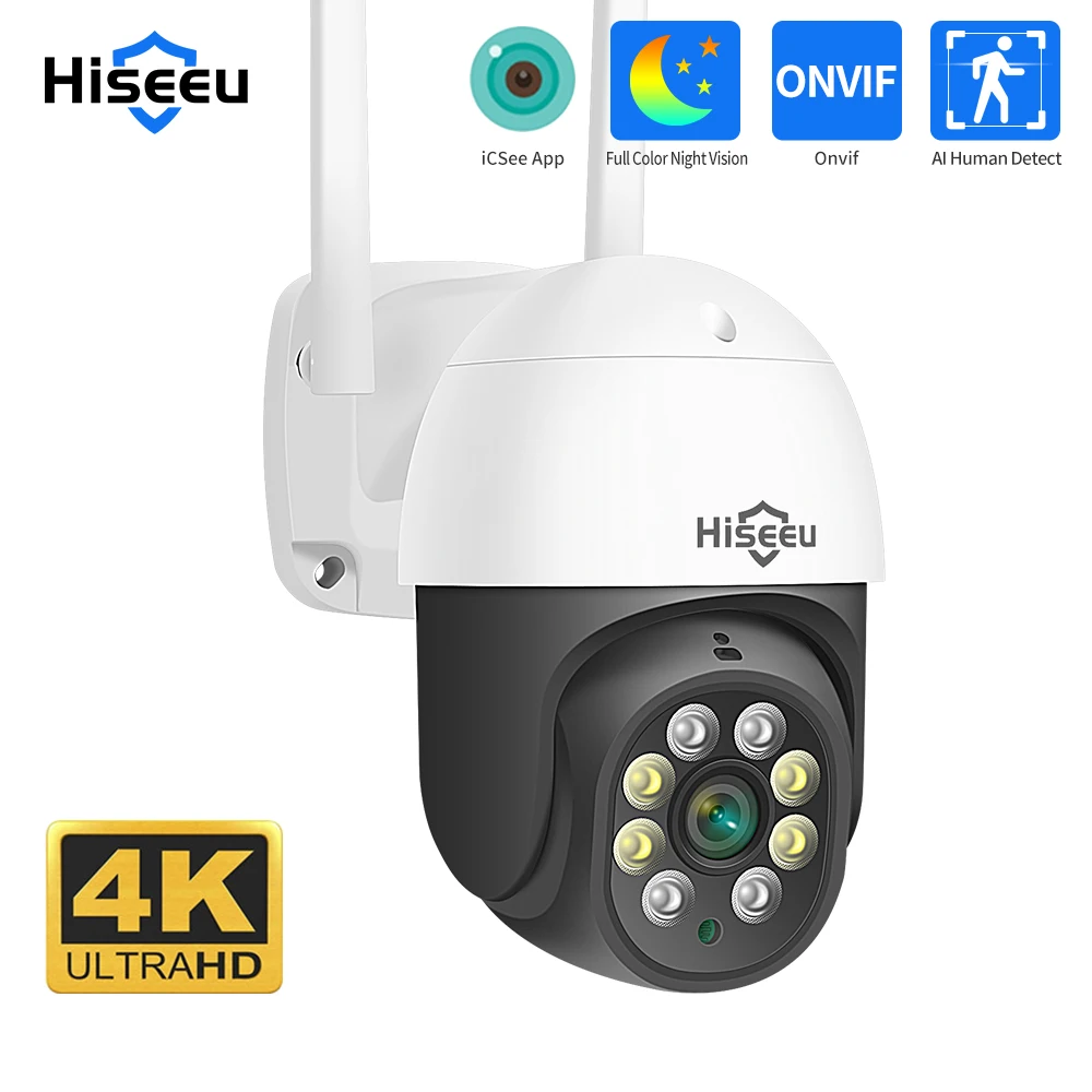 Hiseeu 8MP 4K WIFI камера наружная безопасность 5MP 3MP 1080P PTZ IP беспроводная видео CCTV