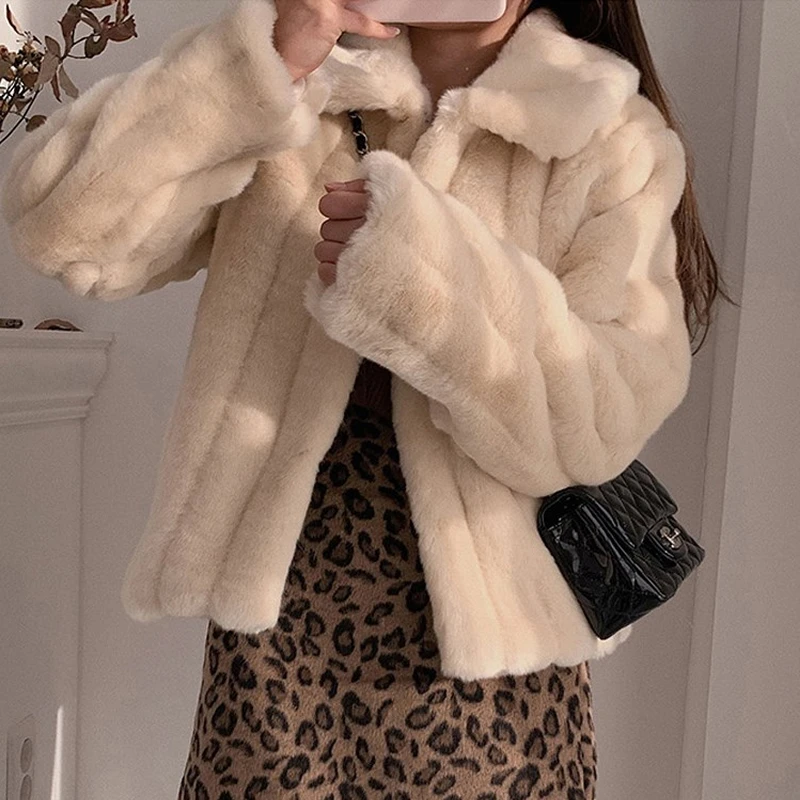 Осенне-зимняя женская Новая Элегантная верхняя одежда из искусственного меха