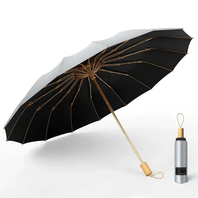 

NEW Strong Wind Resistant 3Folding 16K Manual Umbrella Men Parasol Women Rain Large Umbrellas Super Sun Protection And UV