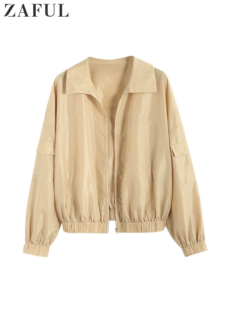 

ZAFUL Jackets Cargo Pocket Drop Shoulder Zipper Windbreaker Jacket Jackets for Women 2022 Zevity Streetwear Y2k New in Windbreak