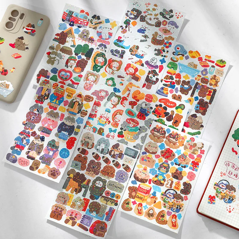 

Korean cartoon animal sticker small fresh and lovely hand tent decoration DIY laser sticker kawaii stickers