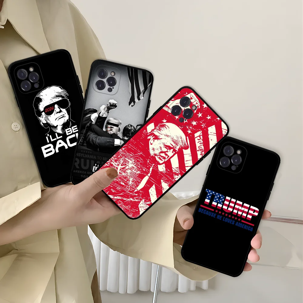 Чехол для телефона Trump 2024 IPhone 16 15 13 14 Pro Max XS XR 12 11 Mini 6 7 8 Plus мягкая прозрачная задняя