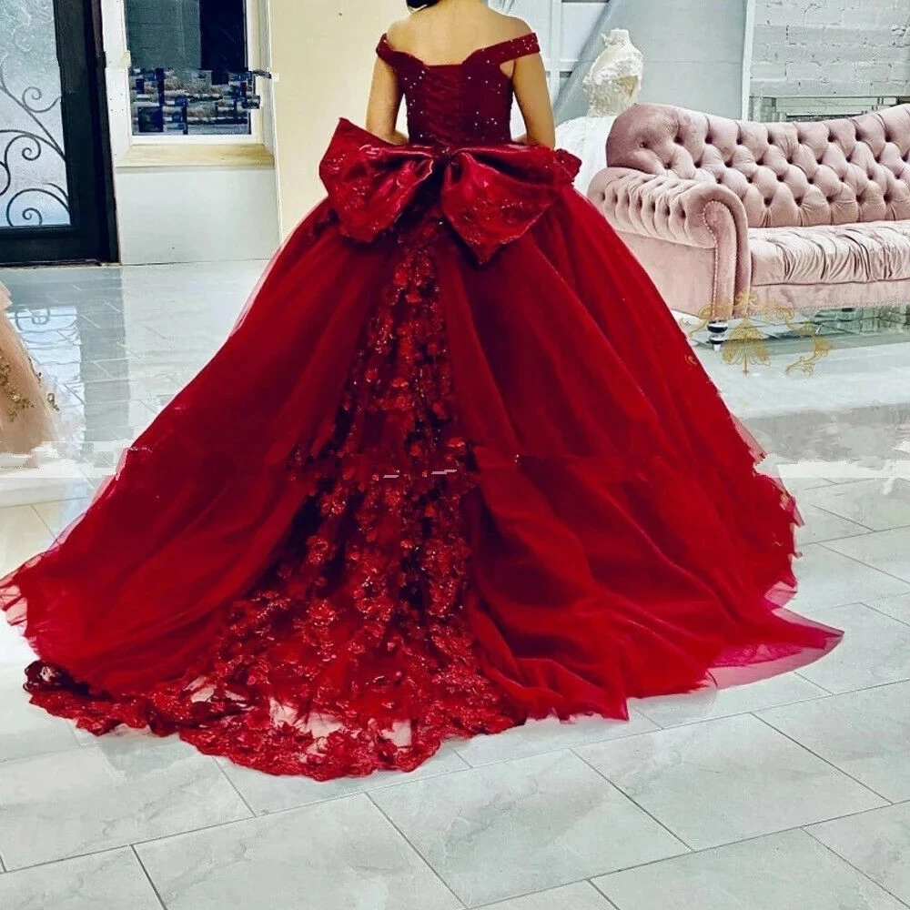 

ANGELSBRIDEP милое бальное платье, платья Quinceanera, цвета Бургунди, с 3D цветами, бисером, милое, 16 с открытыми плечами, 15 лет, Лидер продаж