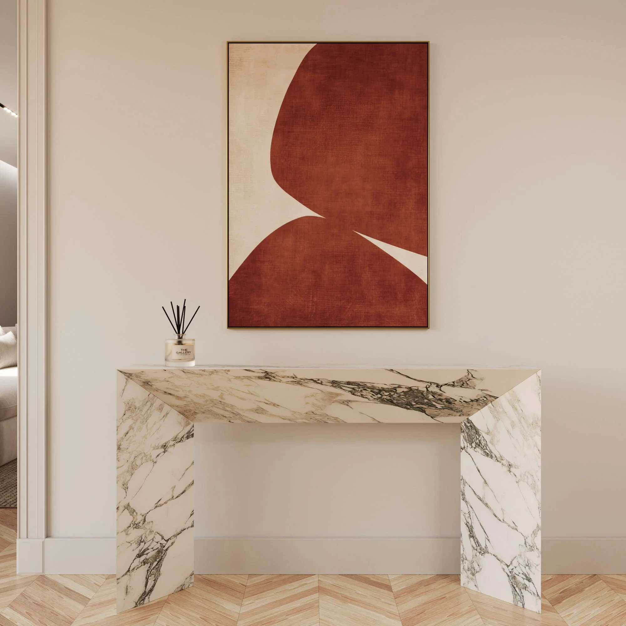 Фото Консольный стол из мрамора Camilla Rosso Levanto/Beige Travertine/Arabescato White - для отелей и вилл, с возможностью индивидуального размера, легко чистится №5