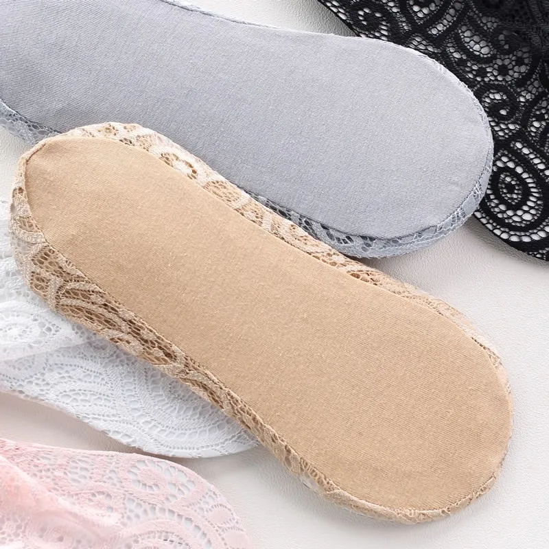 Fashion Antiskid Woman Girl Transparent Silk Cotton Floral Design Thin Lace Mesh Ankle Socks Cute Socks  Printed Socks