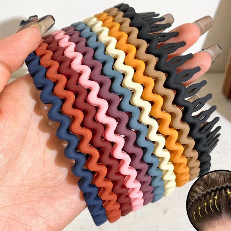Wave Hairbands For Women Trendy Toothed Non-slip Hair Combs Hair Accessories Girl Face Wash Sports Headbands