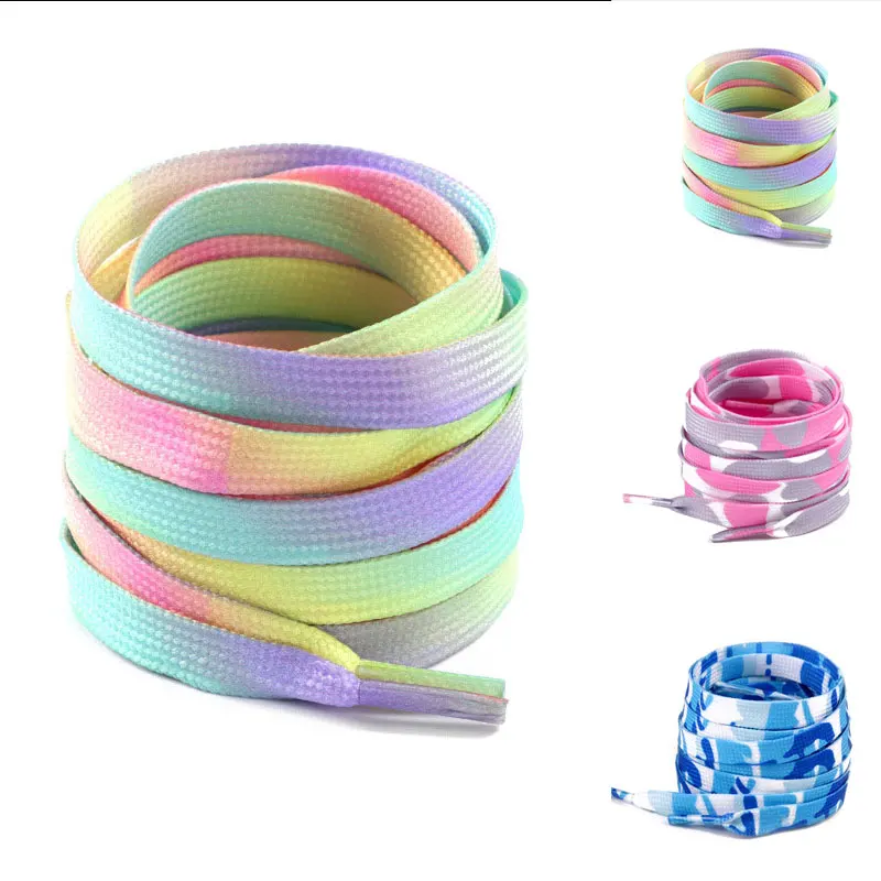 

Flat Shoelaces Unisex Sneakers Shoe Laces Strings Colorful Rainbow Printed Bootlaces Boot Lace Shoes Rope Tie 80/100/120/150cm