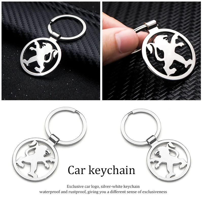 

Car Keychain Metal Alloy Logo Plate Personalized Gift Anti-lost Keyring Decoration For Peugeot 107 108 206 207 301 308 307 407
