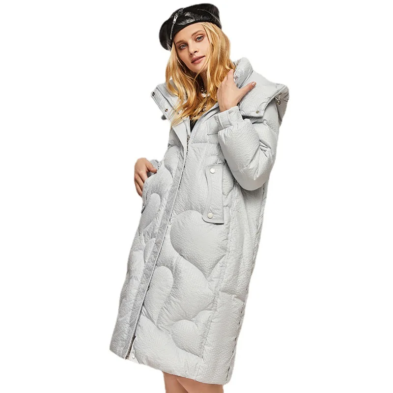 JAZZEVAR Winter 2022 New Wind-proof Hooded Down Jacket  White Duck-down Texture Loose Warm Korean Version Coat