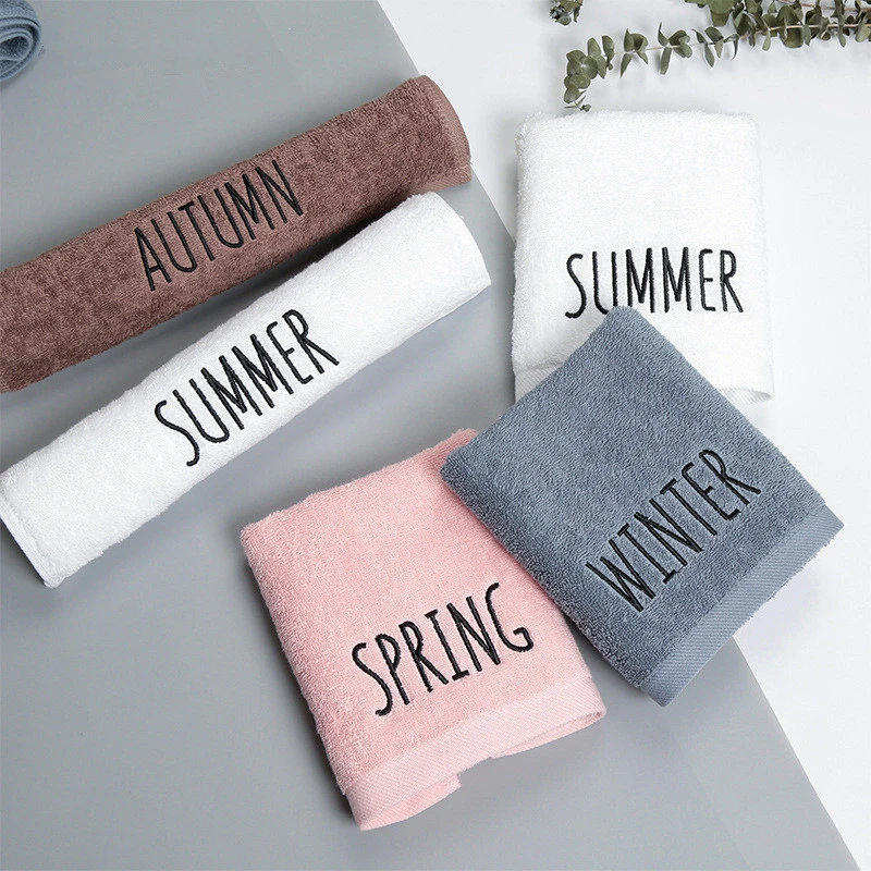 Полотенце для рук взрослых 34x75 см 100% хлопок однотонная ткань с вышивкой дома