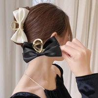 2022 bow grab clip korean large shark clip female metal elegant hair grab back head hair clip women claw clip hair accessories