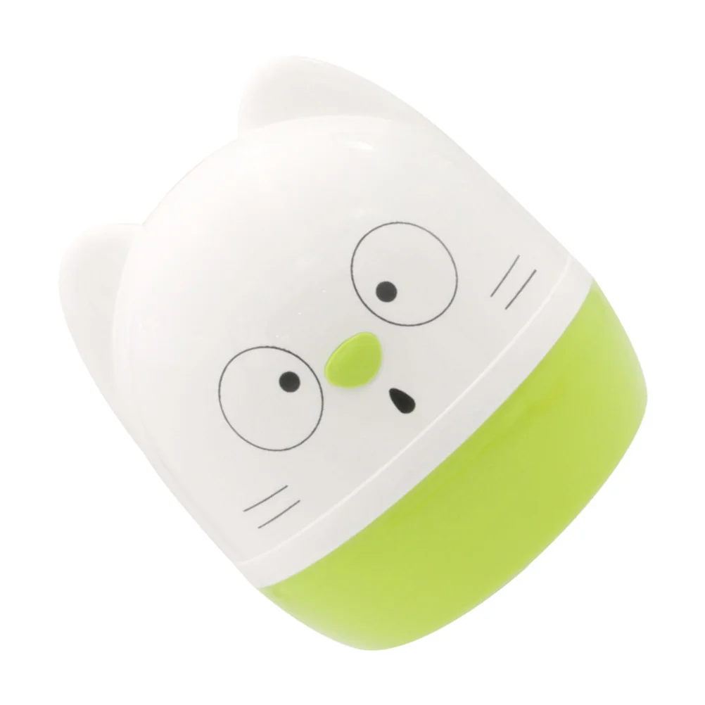 

1pc Roll Paper Storage Container Holder Cartoon Toilet Tissue Box Plastic Round Shape for Home (White + Green)