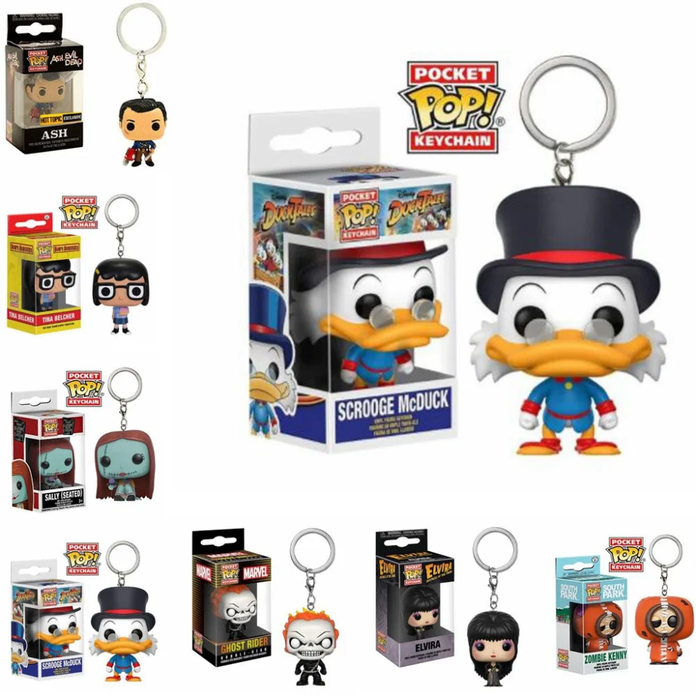 Funko POP мультяшный брелок SCROOGE McDUCK Zombie Kenny TINA BELCHER ASH SALLY seiling CHOST RIDER ELVIRA фигурка игрушка для детей Подарки