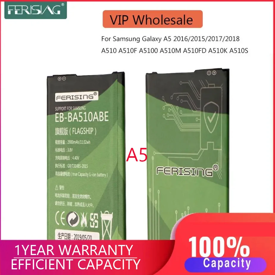 Аккумулятор FERISING EB-BA510ABE для Samsung Galaxy A5 2016/2015/2017/2018 A510 A510F A5100 A510M A510FD A510K A510S