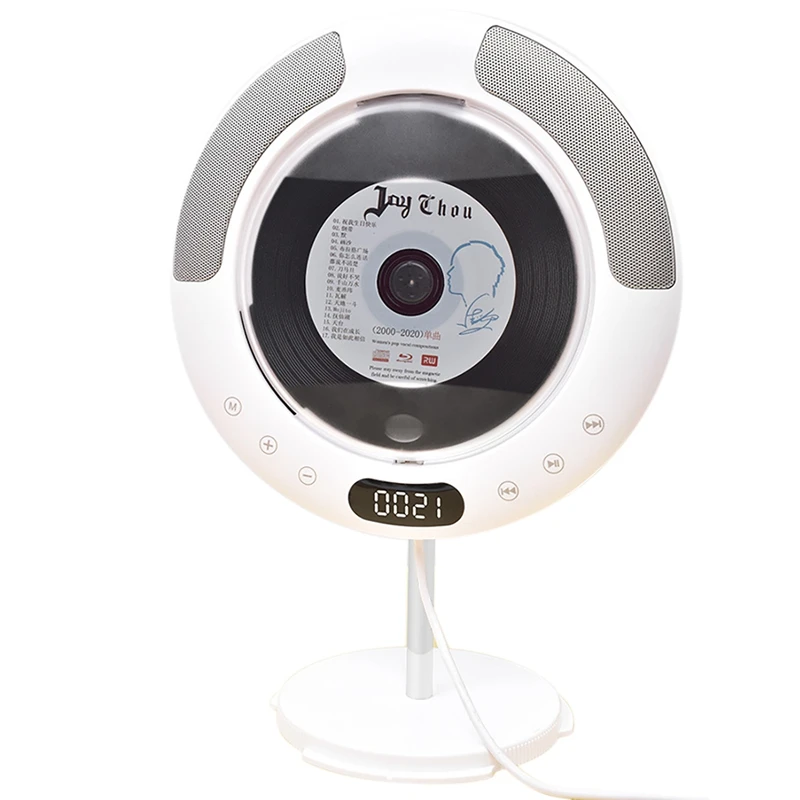 

Portable Bluetooth-Compatible CD Player LED Display Wall Mounted FM Radio Built-In Hifi Speaker EU Plug