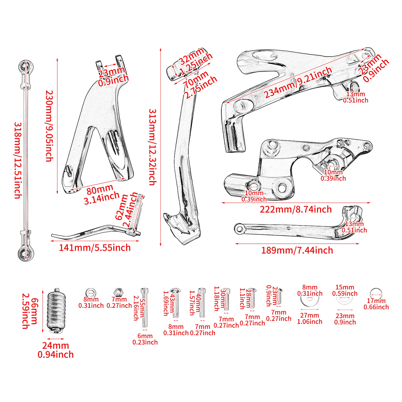 Мотоциклетная черная заготовка из алюминия с передним контролем для Harley Softail Street