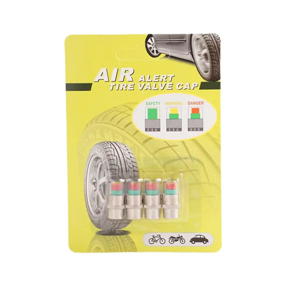 

4 шт. индикатор давления в автомобильных шинах, индикатор оповещения, инструмент для мониторинга крышки в шинах, внешний клапан обнаружения манометра давления воздуха