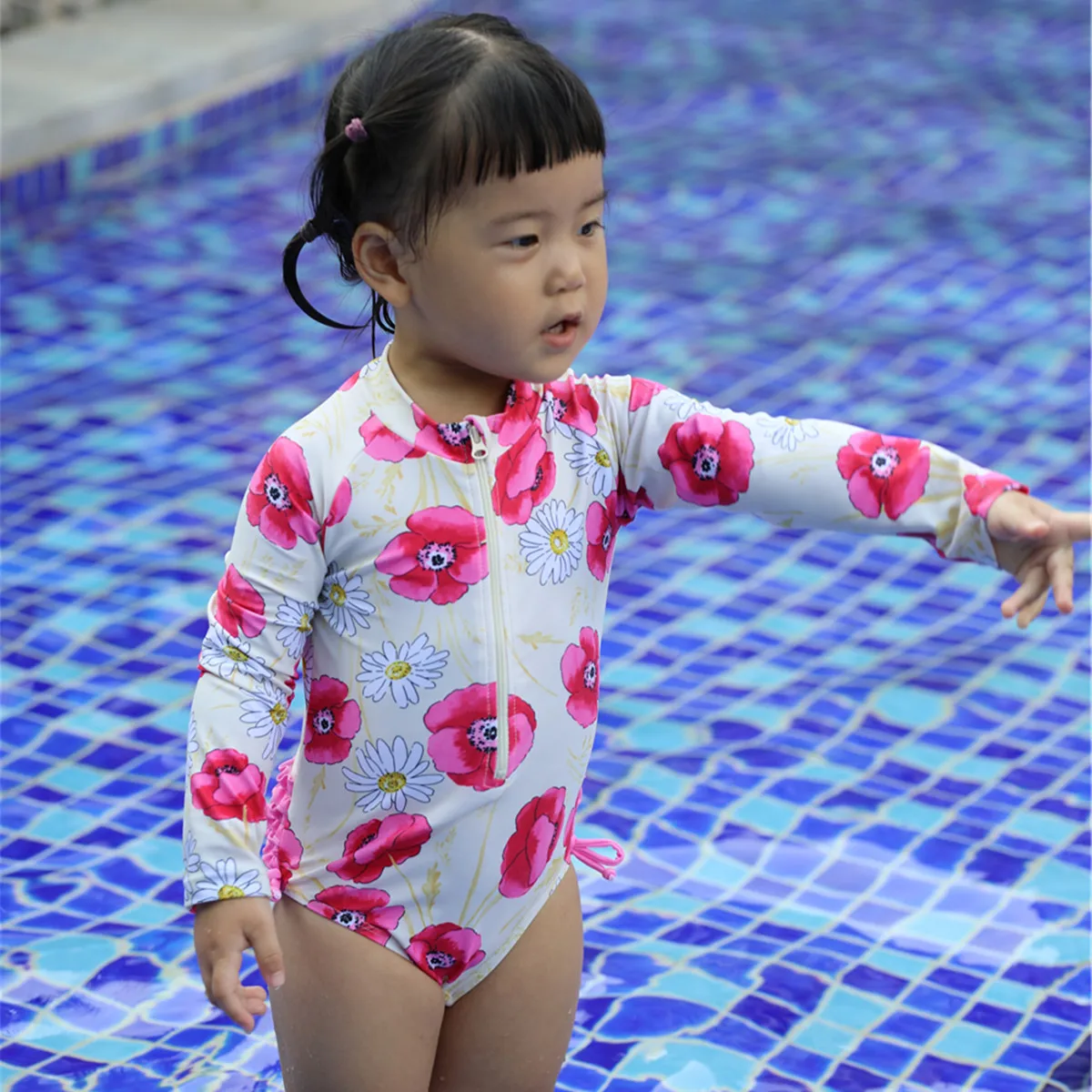 

Toddler Girls One Piece 0-24M Long Sleeve Swimsuit Girls Swimwear Children Bodysuits Swimming Wear Baby Bathing Suit Beachwear