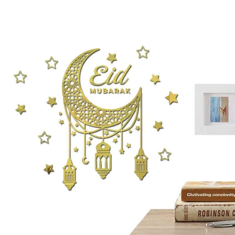 

3D акриловые наклейки на стену в виде Луны, звезды, Ида, мубараков, фонарей, рамаданов, фестивалей, Висячие звезды, Луны, спальни, гостиной, нас...