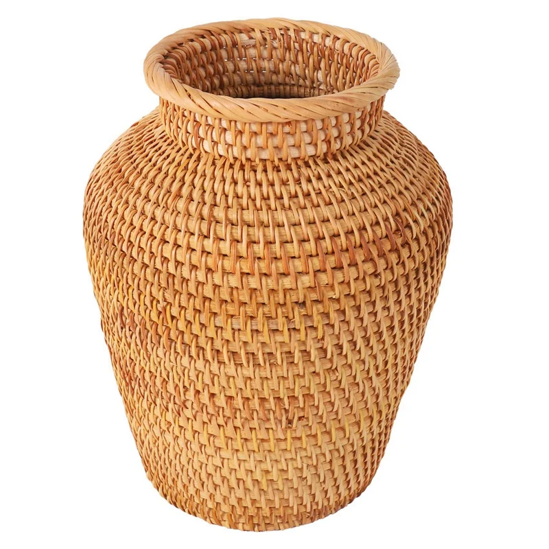 

Плетеная ваза из ротанга 8X, художественная ваза, модный Настольный цветочный горшок, фартук, товары для домашнего садоводства, цветок