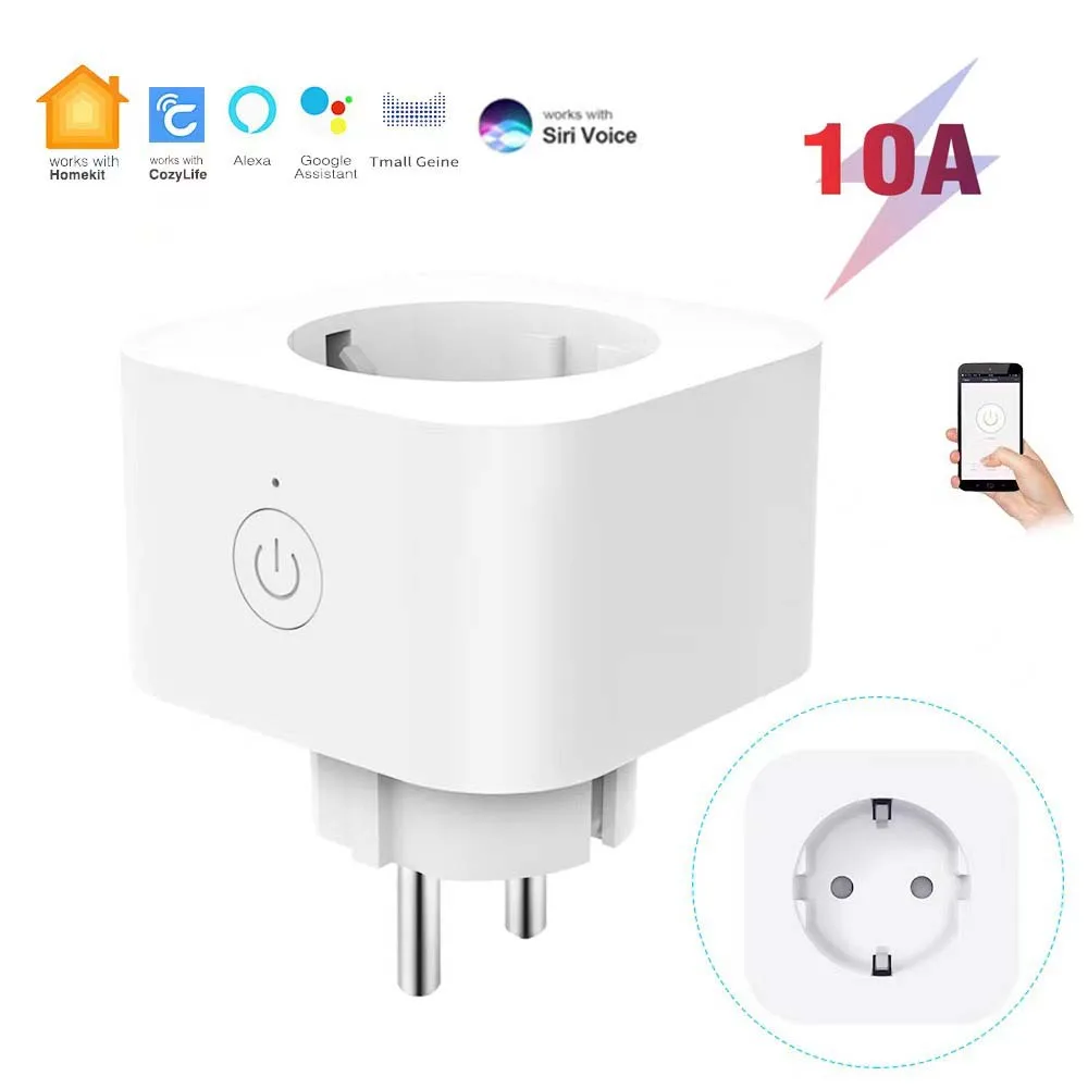 

Smehoart WiFi EU Smart Plug Socket Adaptor 10A Electrical Outlet Remote Power Monitoring Function Voice Control For Alexa Google