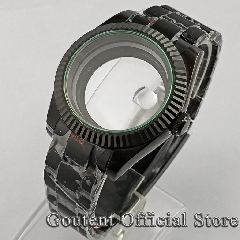 

Goutent 36mm/40mm Black Watch Case Green Glass Gasket Fit ETA2836 Miyota 8215 821A DG2813 3804 NH35 NH36 ETA2824 PT5000 Movement