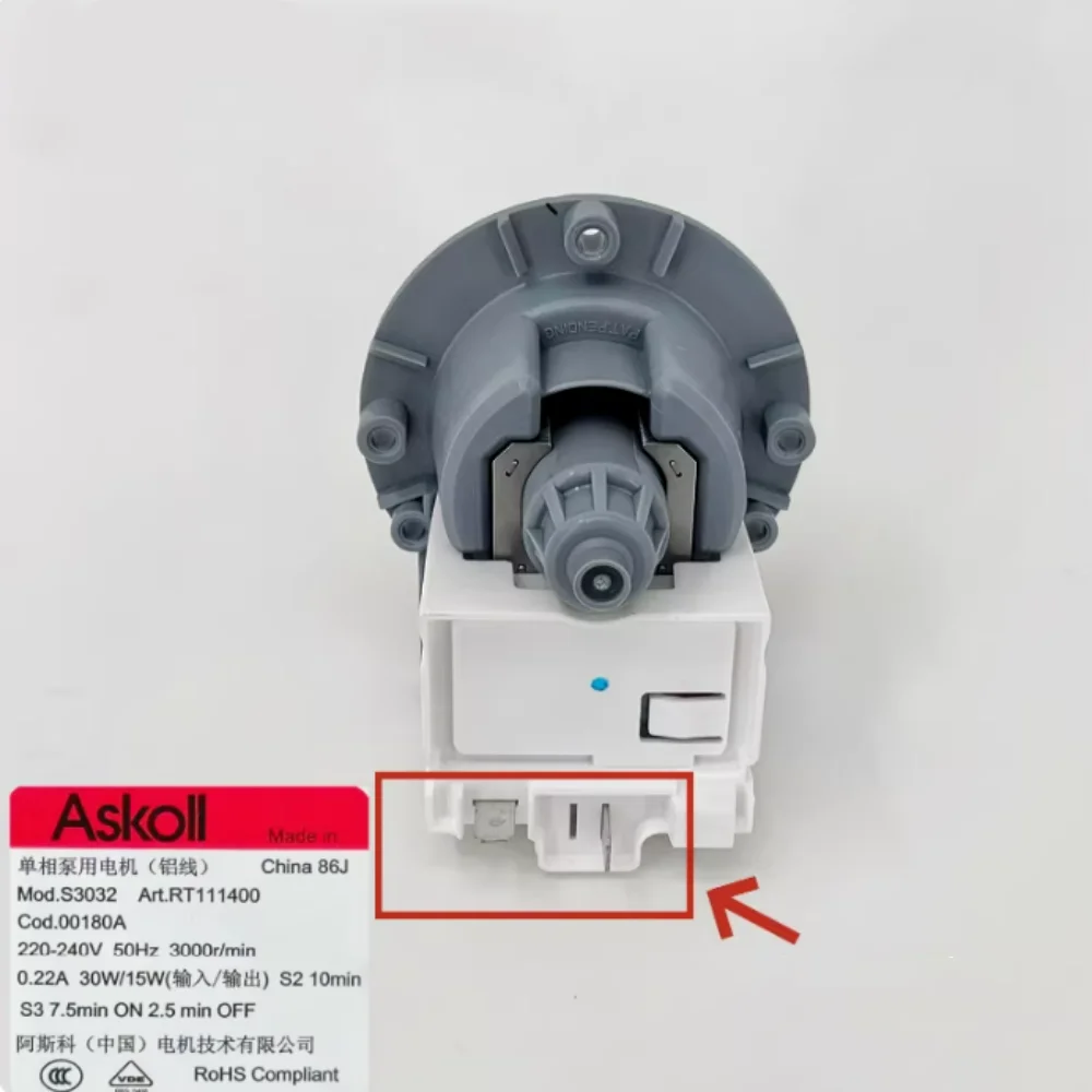 Фото Новый дренажный насос Askoll DC31-00180A 50HZ 00180A для стиральных машин Samsung S3032 (мотор) №4