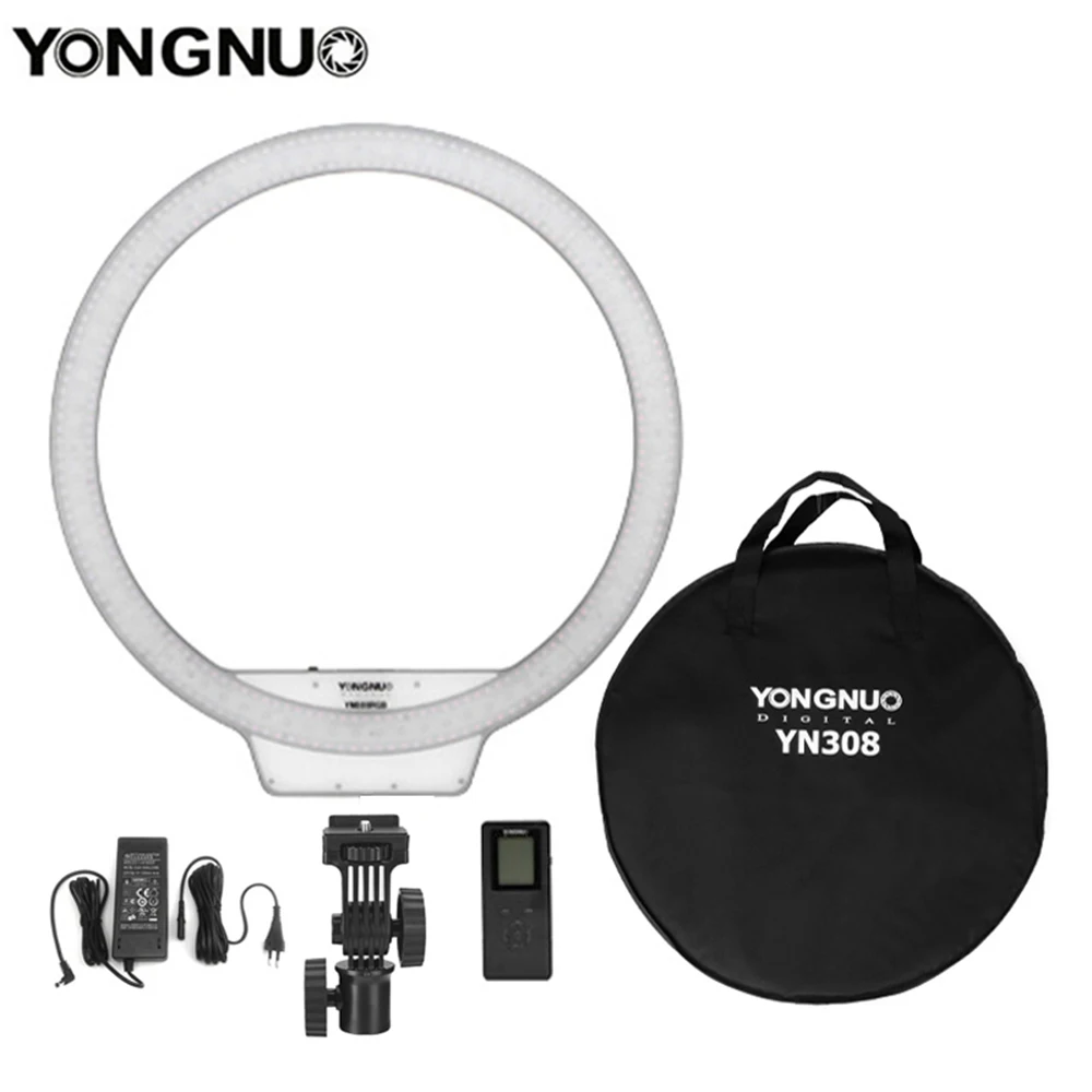 

Yongnuo YN308 Bi-color Remote Control Led Video Ring Light 3200K 5500K CRI95+ Photo Studio Selfie Live Fill Lighting Shooting