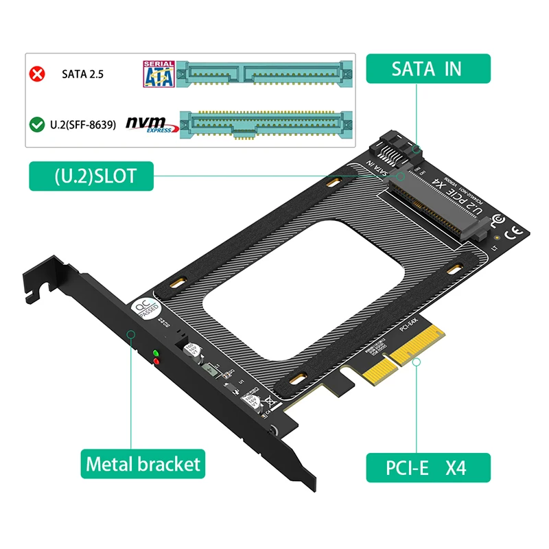 Адаптер расширения Райзера U2 к PCIe 3 0 X4 PCI Express 4X U.2 адаптер для Intel 2 5 &quotNVMe SSD