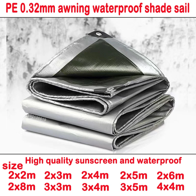 

Boat Roof Shade Garden Dog Car Awning Cover Truck Plant 2x2m3x5m Waterproof Sail Outdoor Cloth 0.32mm Shed Rain Pet Tarpaulin