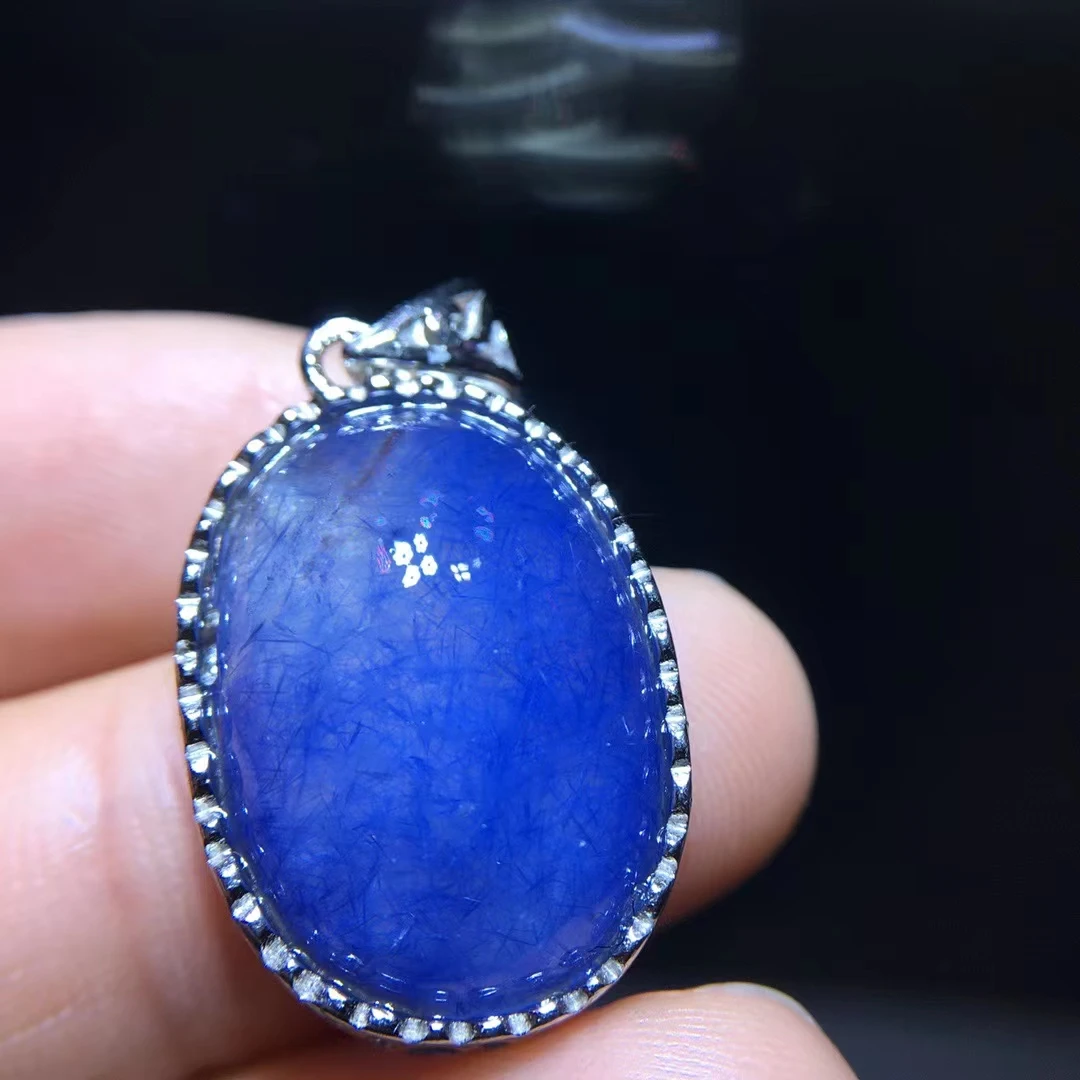 

Натуральный Синий рутилированный Овальный Кулон из думортиеритового кварца, цветок 21,2/14,6 мм, искусственное ожерелье, золотые ювелирные изделия AAAAAAA
